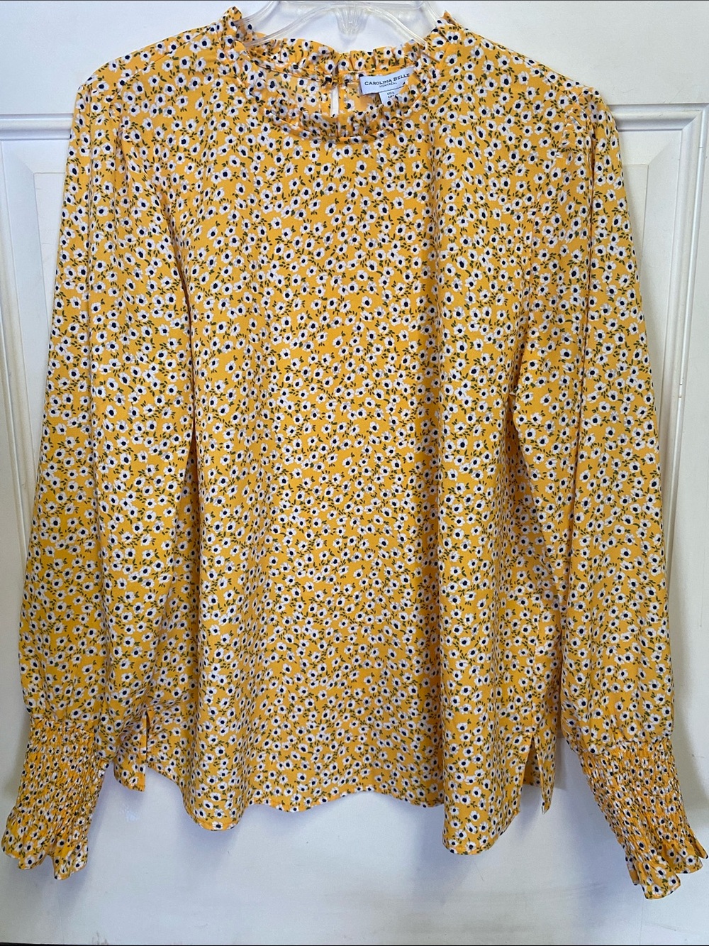 Carolina Belle Yellow Daisy-Print Long Sleeve Top